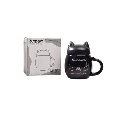 MUG CERAMICA DE GATO POCILLO CON TAPA