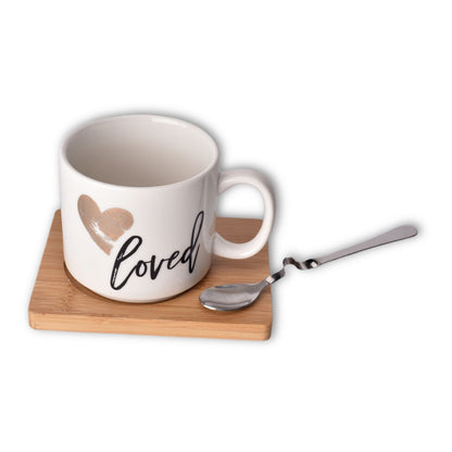POCILLO CON CUCHARA MUG CERAMICA POCILLO DE CAFÉ VASO