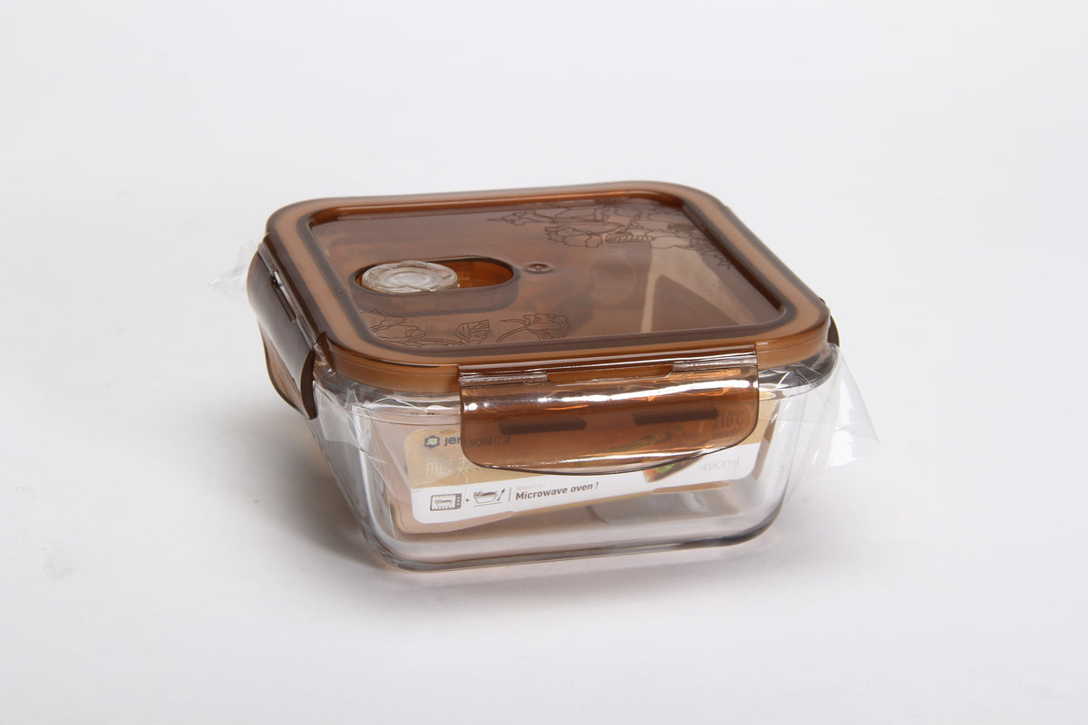 recipiente en vidrio dim:14*14*6cm