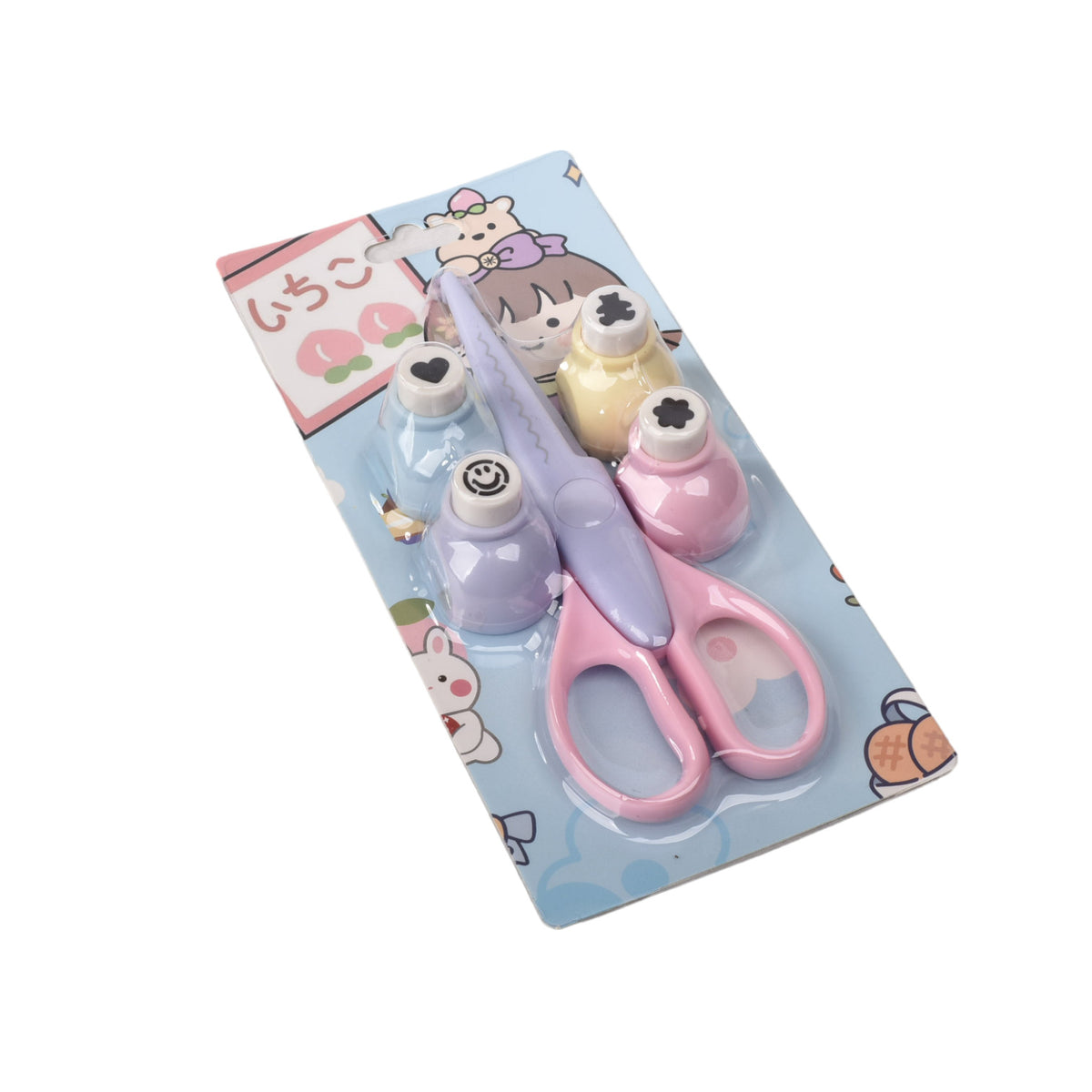 set cortador perforadora con tijeras diseño figuras dim:10