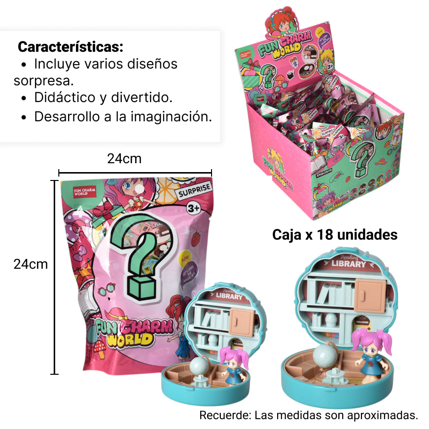 juguete muñeca sorpresa con accesorios plastico dim:24x24x16
