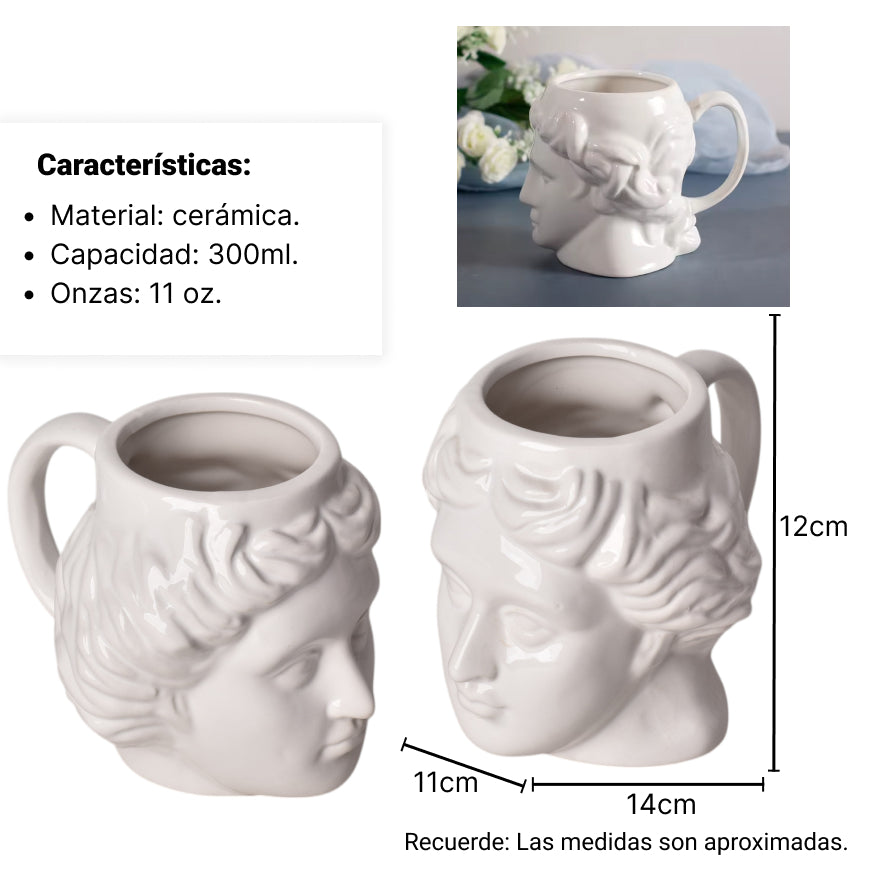 pocillo ceramica blanco  grande forma 300ml dim:11*11*13