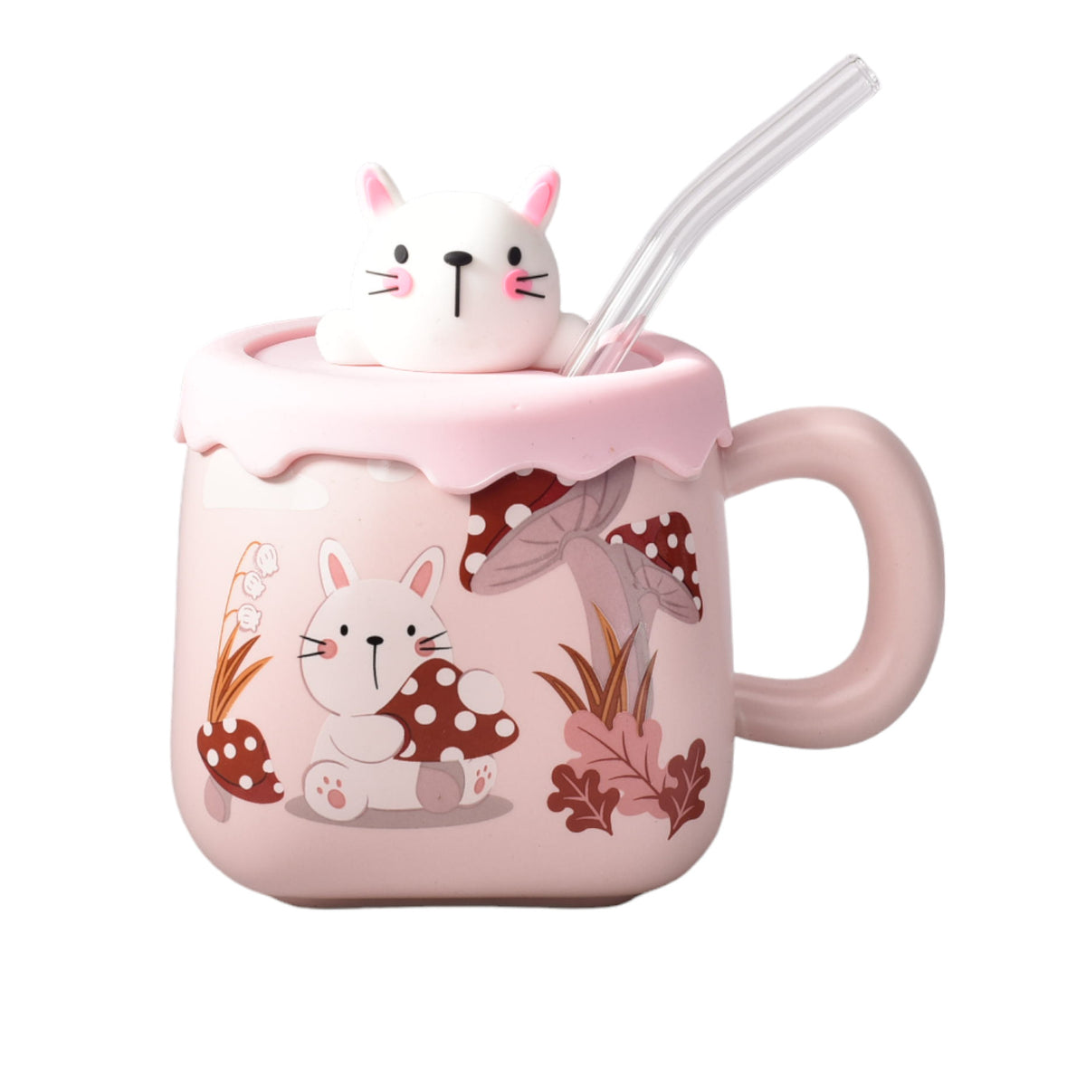 mug pocillo ceramica diseños de osos con pitillo y tapa