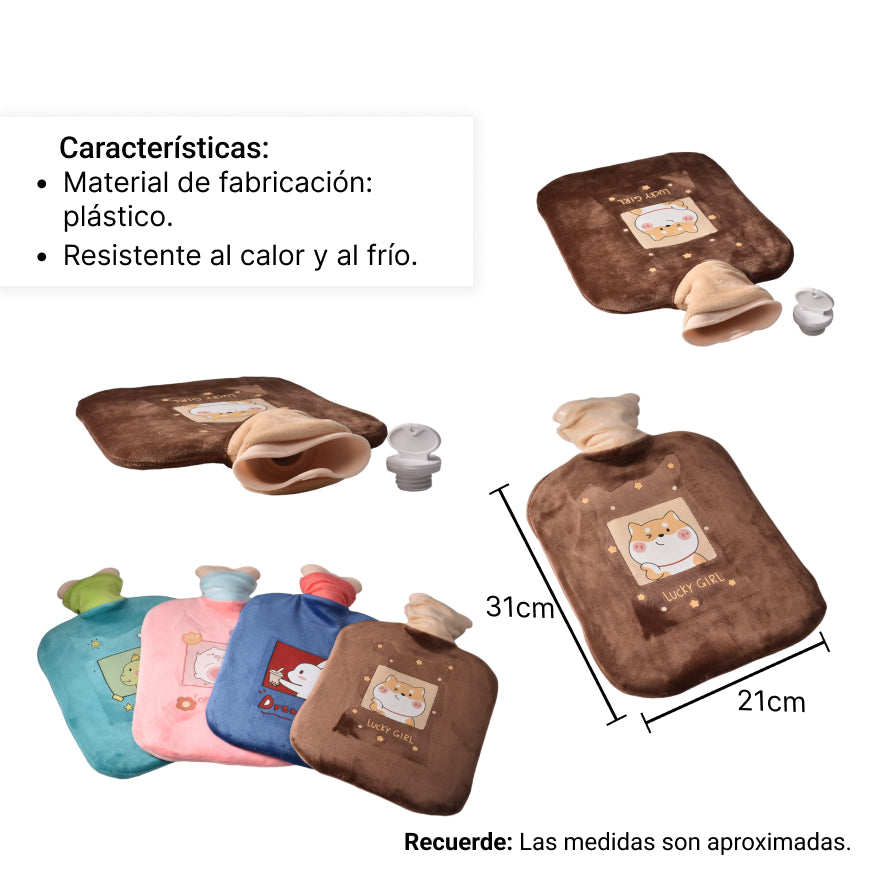 bolsa para agua caliente peluche 2000ml