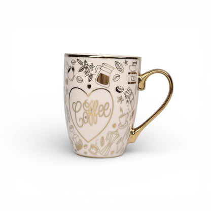 POCILLO MUG BLANCO CON DORADO CERAMICA DIM:8X8X10