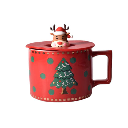 MUG POCILLO CERAMICA DE NAVIDAD CON TAPA