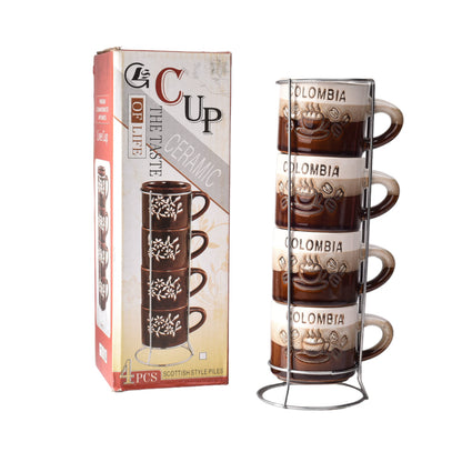 SET 4PCS POCILLOS CON BASE CERAMICA MEDIANO