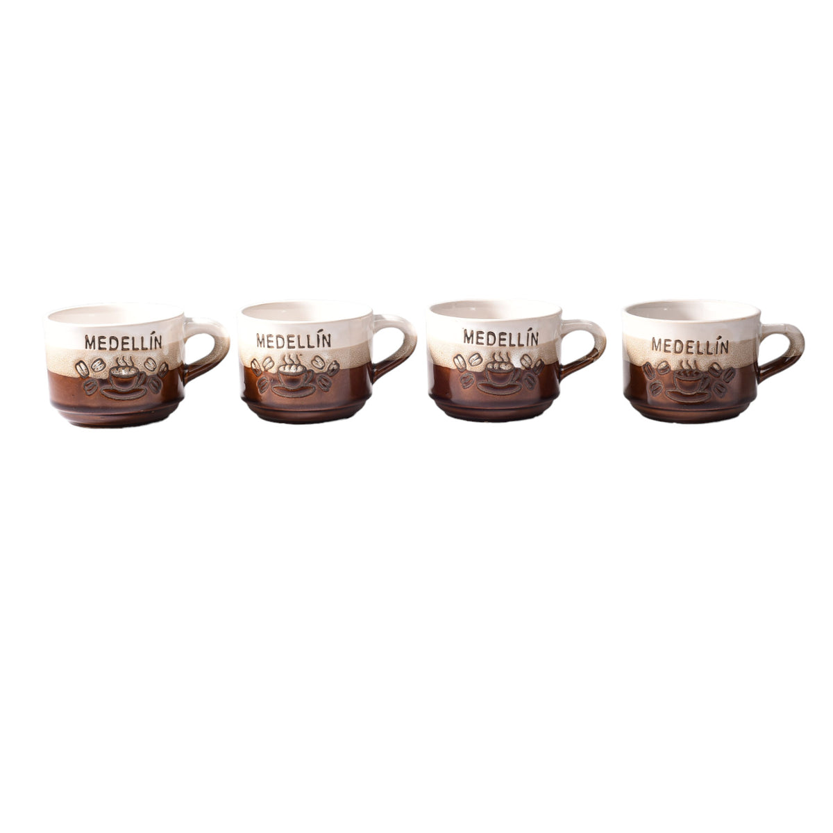 set 4pcs pocillos con base ceramica grande