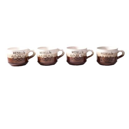 SET 4PCS POCILLOS CON BASE CERAMICA GRANDE