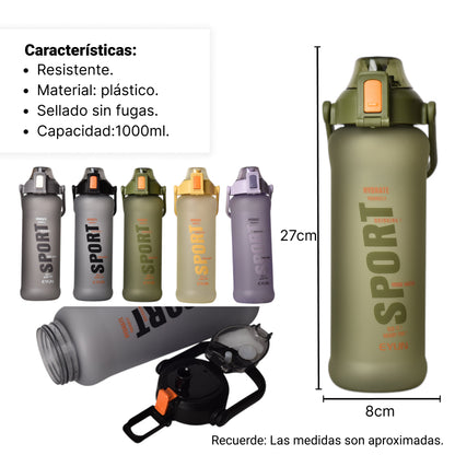 BOTELLA DE AGUA PLASTICO 1000ML DIM:27*8*8