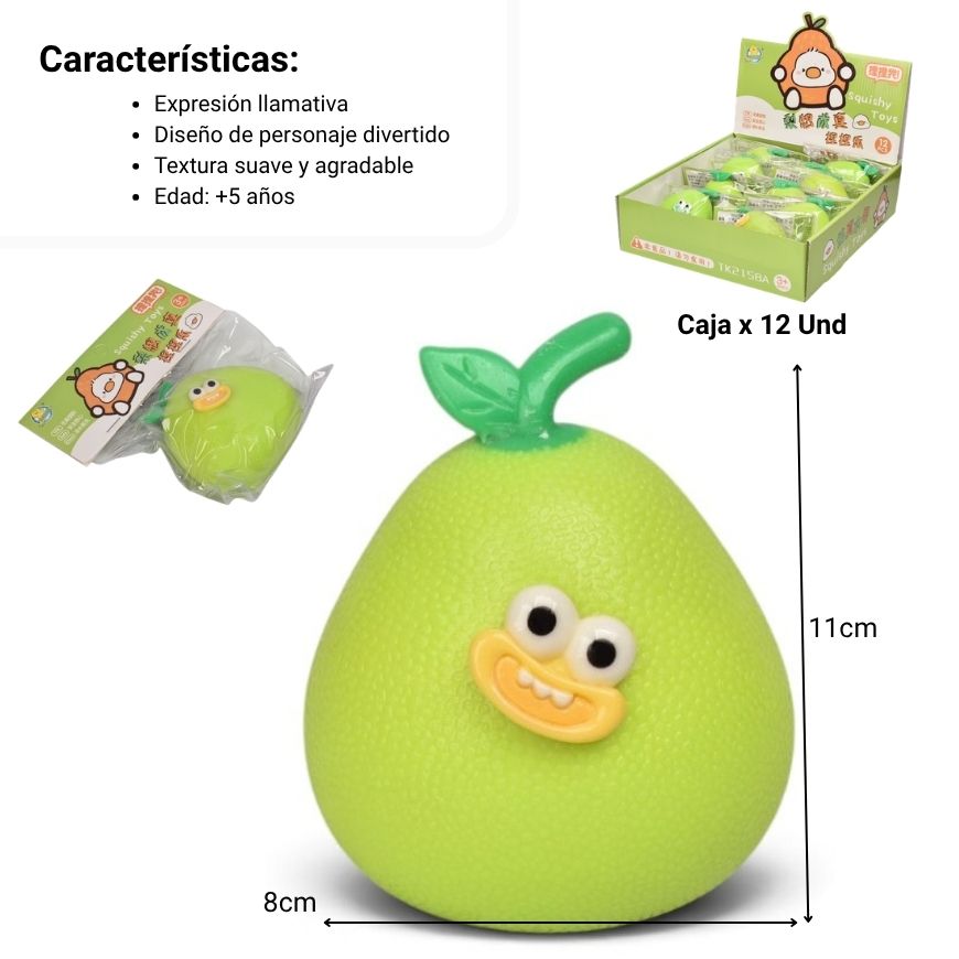 squishy anti estres forma pera  dim:10x6x7cm