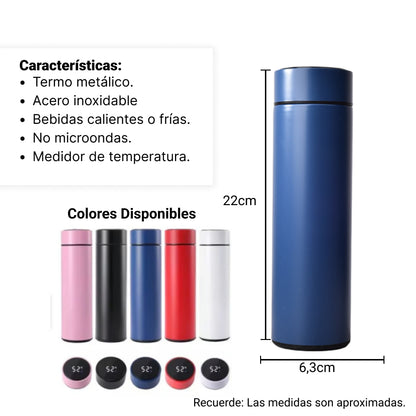 TERMO ACERO INOXIDABLE 500ML CON MEDIDOR DE TEMPERATURA