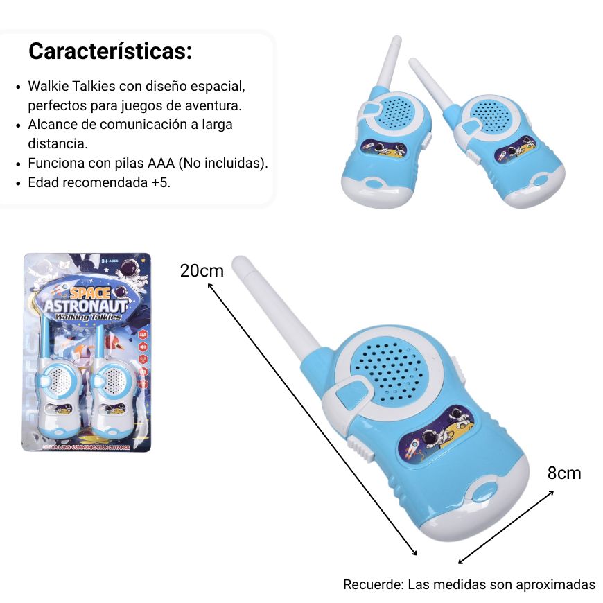 walkie talkie azul para niños dim:20x30x3