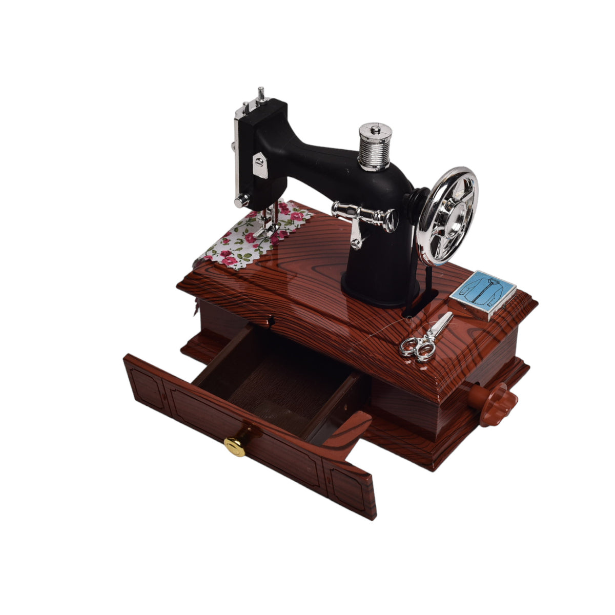 caja musical maquina de coser en plastico 15x13x9