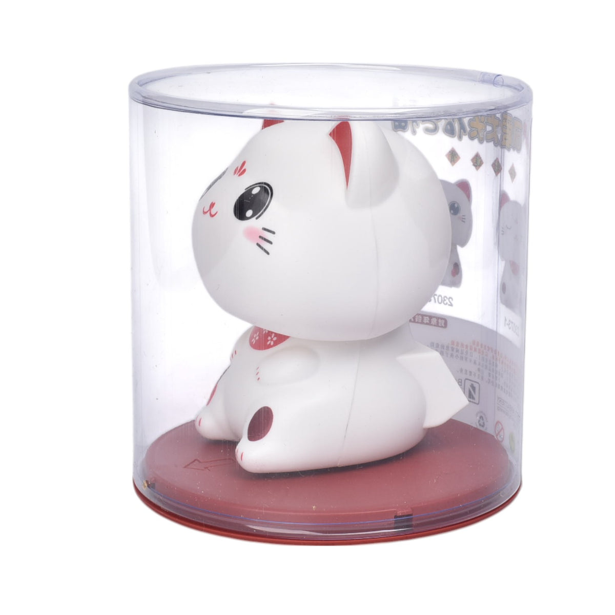 gato de la suerte solar plastico color blanco dim:9x9x10