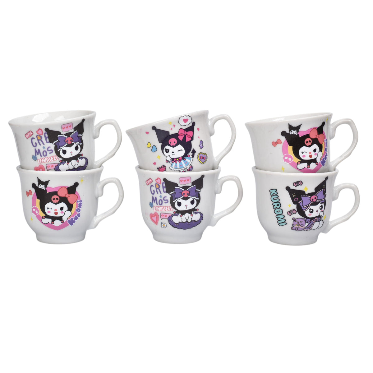 pocillo set x 6pzas ceramica 70ml personaje