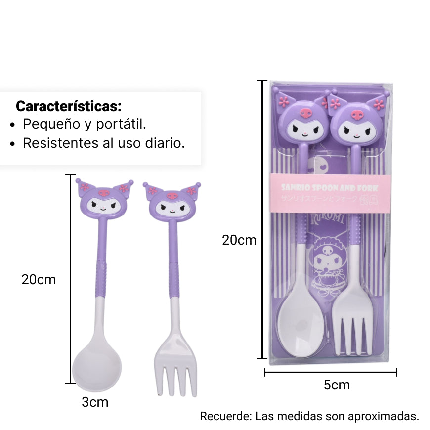 set cubiertos portatil plastico personaje dim:20x8