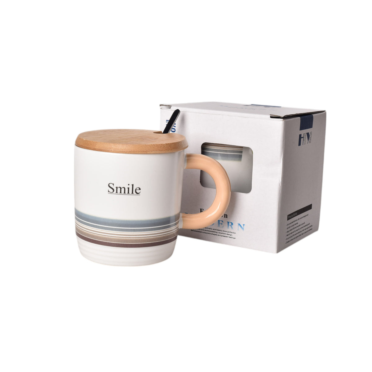 mug pocillo ceramica con tapa de madera 380ml dim:9*9*10