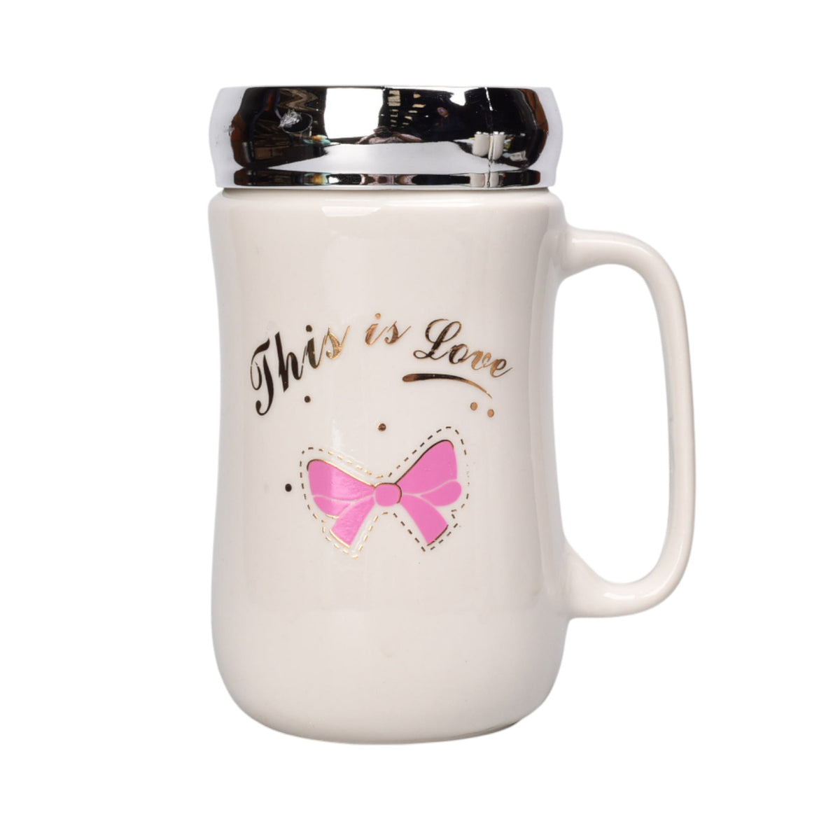 mug pocillo ceramica tapa espejo moños 450ml