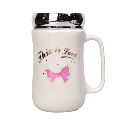 MUG POCILLO CERAMICA TAPA ESPEJO MOÑOS 450ML
