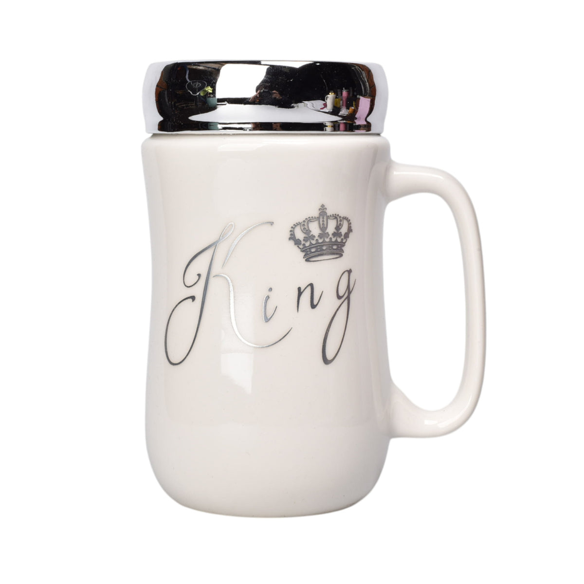 mug pocillo ceramica con tapa espejo 450ml dim:14x7