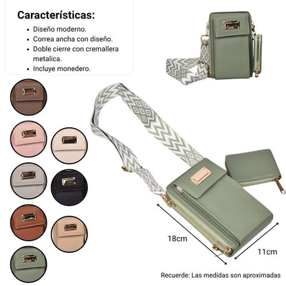 BOLSO PARA DAMA SINTETICO CON MONEDERO DIM: 11X18X7
