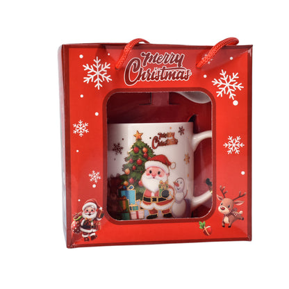 SET POCILLO NAVIDAD CON CUCHARA CERAMICA 210ML DIM7X7X8