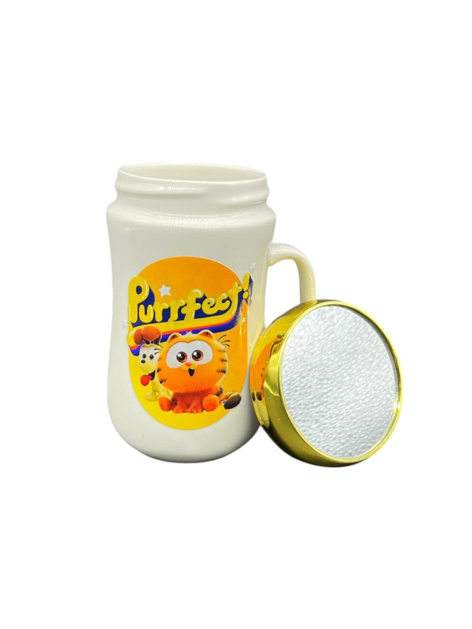mug pocillo ceramica con tapa espejo personaje 450ml