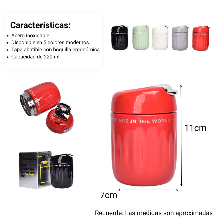 termo acero inoxidable 220ml dim:7x7x11
