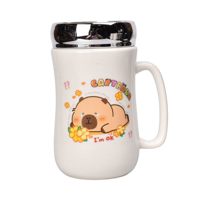 MUG POCILLO CERAMICA TAPA ESPEJO CAPYBARA 450ML