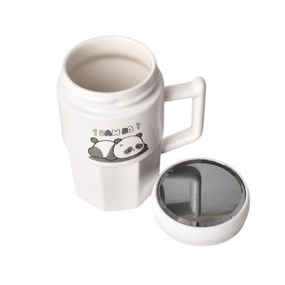 MUG POCILLO CERAMICA CON TAPA DISEÑO OSOS 450ML DIM:13*13*6