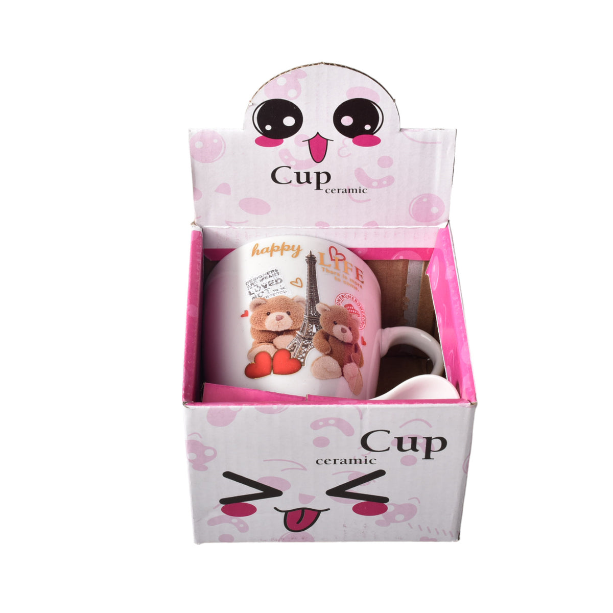pocillo mug con cuchara en ceramica diseño de osos