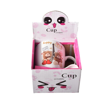 POCILLO MUG CON CUCHARA EN CERAMICA DISEÑO DE OSOS
