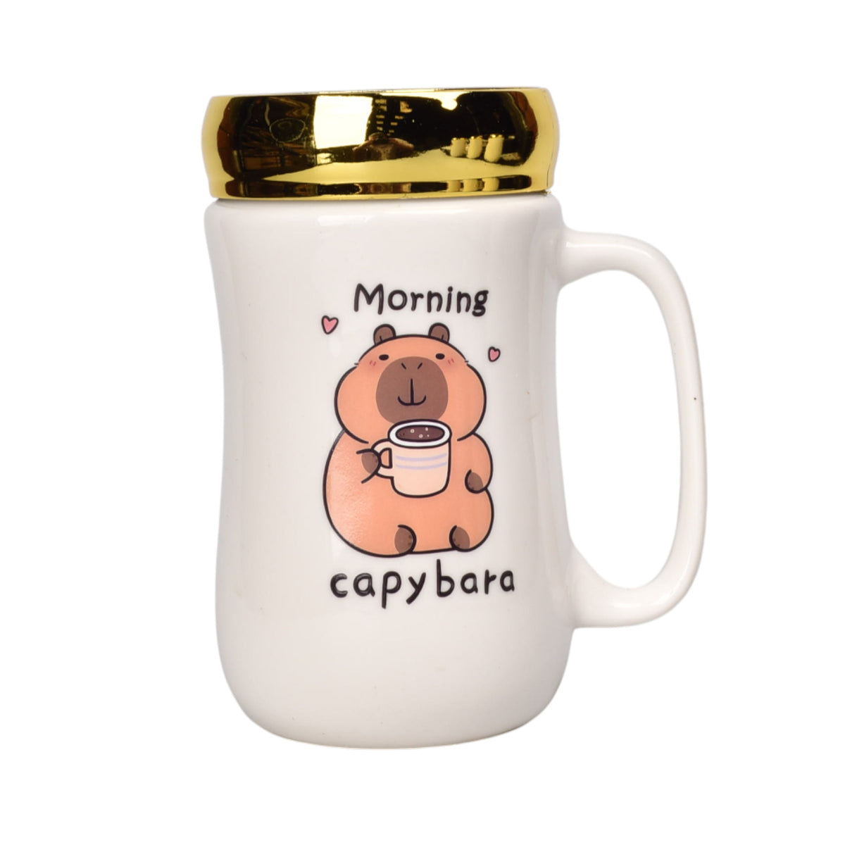 mug pocillo ceramica tapa espejo capybara 380ml