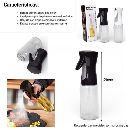 BOTELLA  ATOMIZADOR ACEITE SPRAY PLASTICO VIDRIO DIM:5X5X20