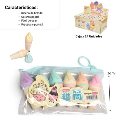 RESALTADOR 6 UND FORMA HELADO DIM: 2.2X6CM