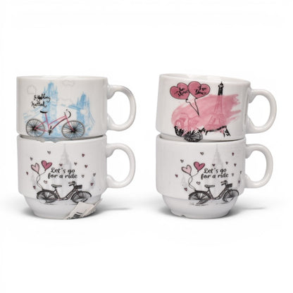 POCILLO SET 4PCS CERAMICA CON BASE DIM:7X17CM