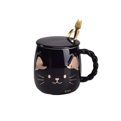 MUG POCILLO GATO CON CUCHARA CERAMICA