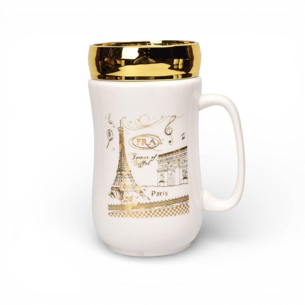 mug pocillo cermica tapa espejo 420ml dim:7x7x14