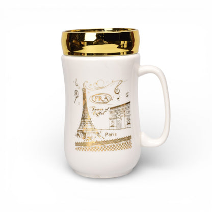 MUG POCILLO CERMICA TAPA ESPEJO 420ML DIM:7X7X14