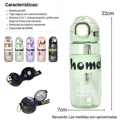 BOTELLA DE AGUA 650ML PLASTICO