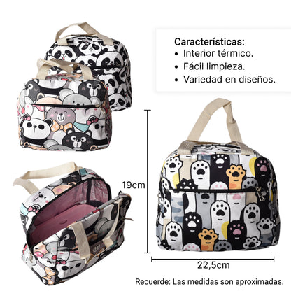 LONCHERA POLIESTER ALMUERZO PARA DAMA TERMICA MULTICOLORES D