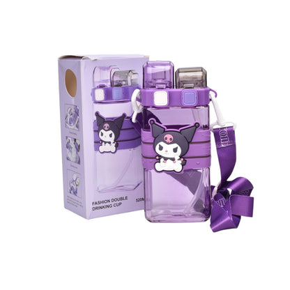 BOTELLA DE AGUA 520ML PERSONAJE PLASTICO MORADO DIM:19X8