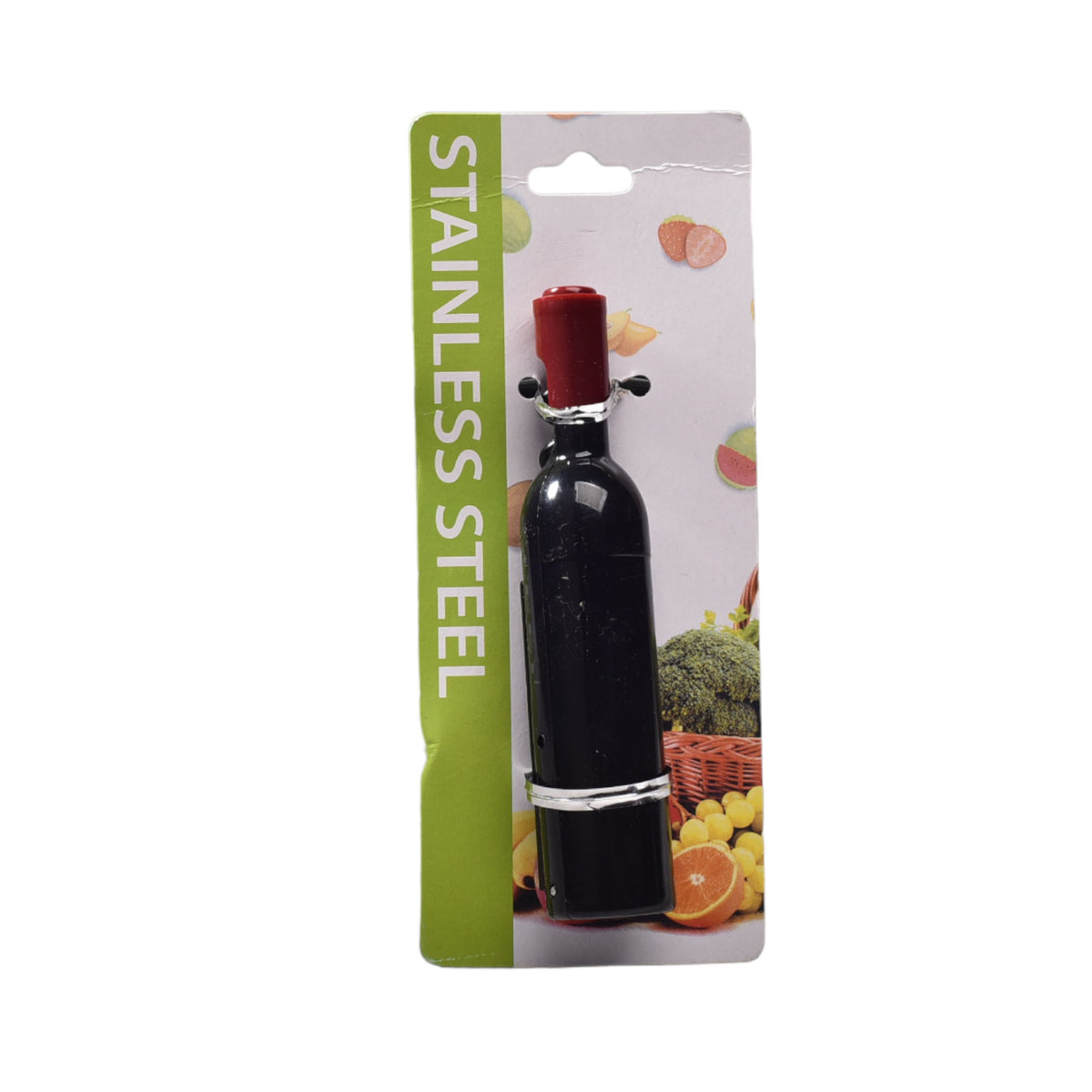 sacacorcho forma de vino metalico dim: 6x16cm