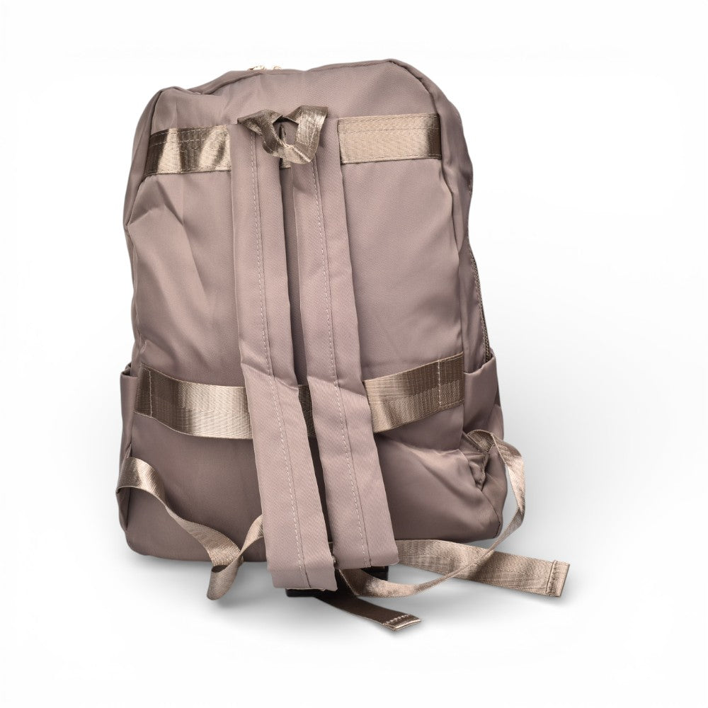 maleta morral negro y beige poliester dim:39x28x12