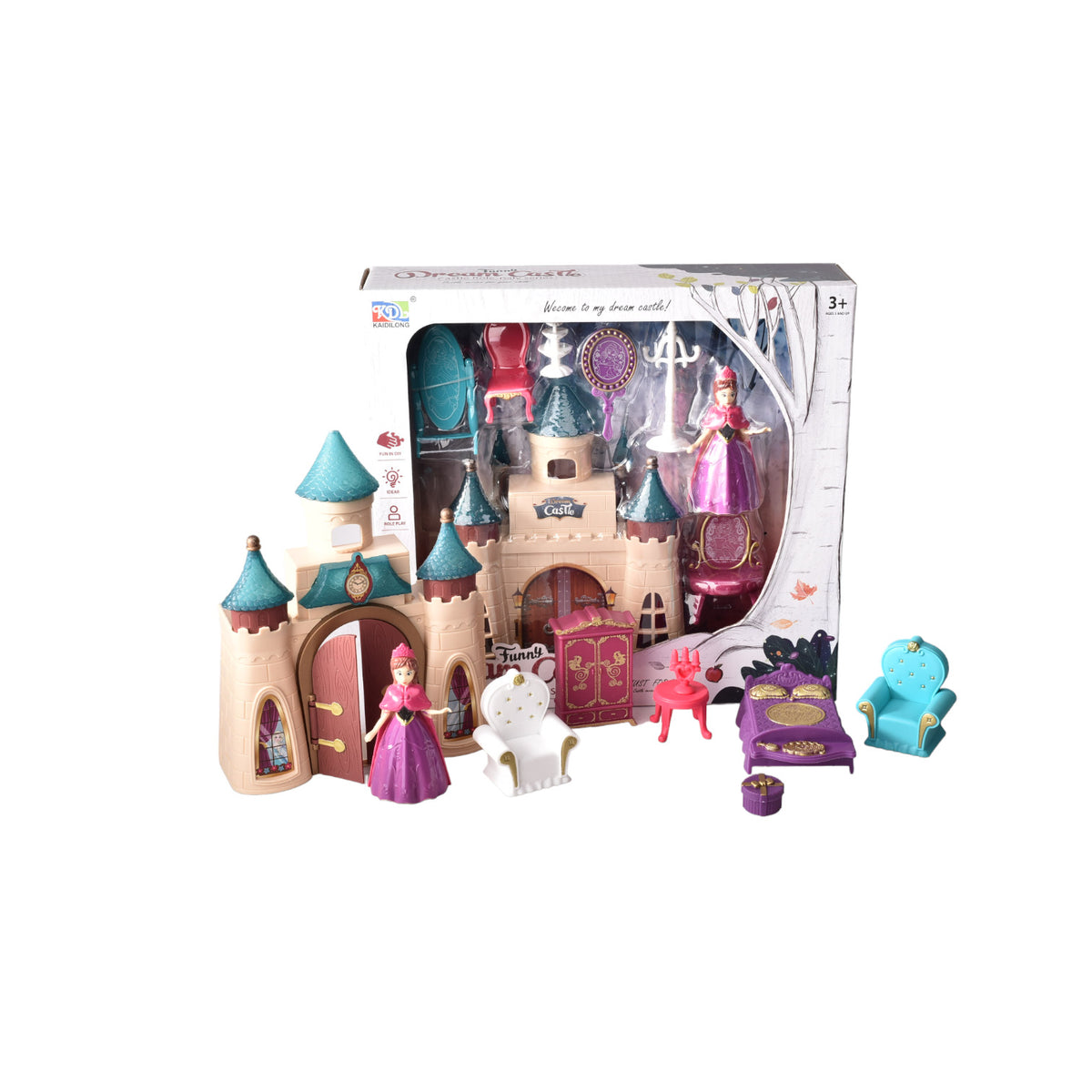 castillo de princesas con accesorios dim: 30x28x7