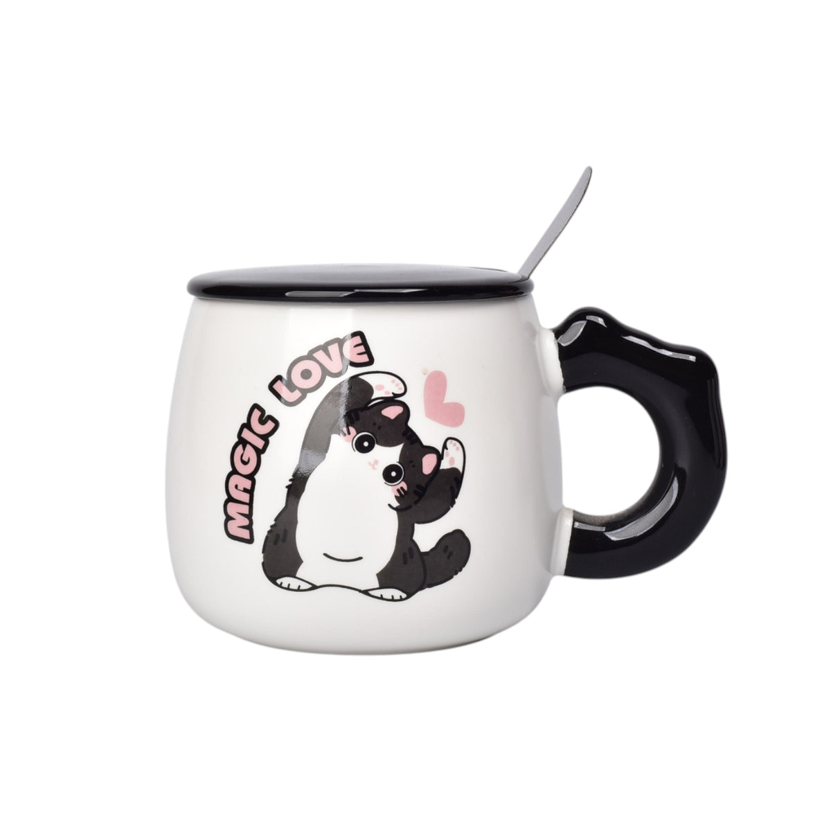 mug pocillo ceramica con cuchara diseño gatos 400ml dim:8x8x8