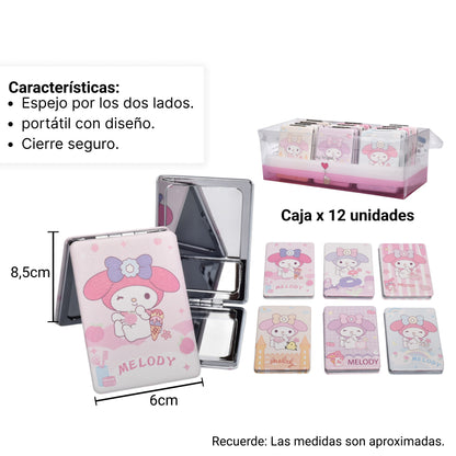 ESPEJO CUADRADO PLASTICO ROSADO LILA AZUL DIM:6X8