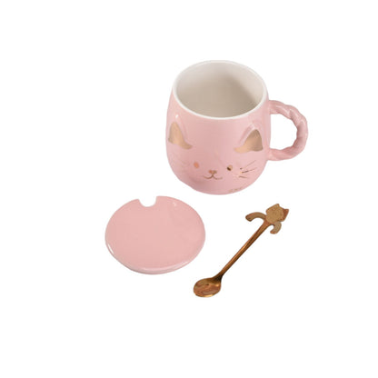 MUG POCILLO GATO CON CUCHARA CERAMICA