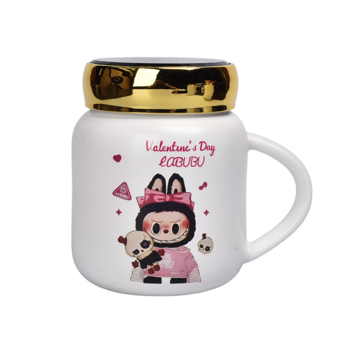 mug pocillo ceramica personaje con tapa espejo de 420ml